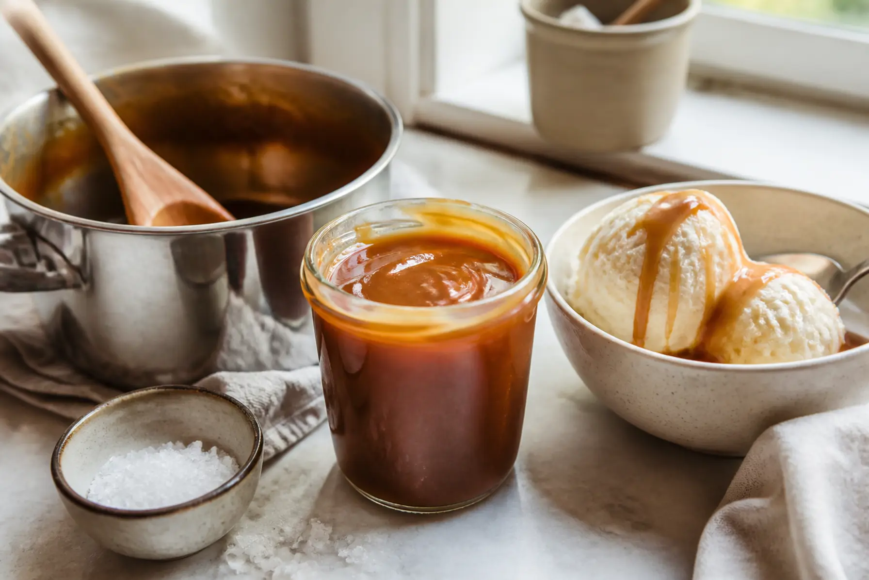 Salt karamelsauce fra bunden