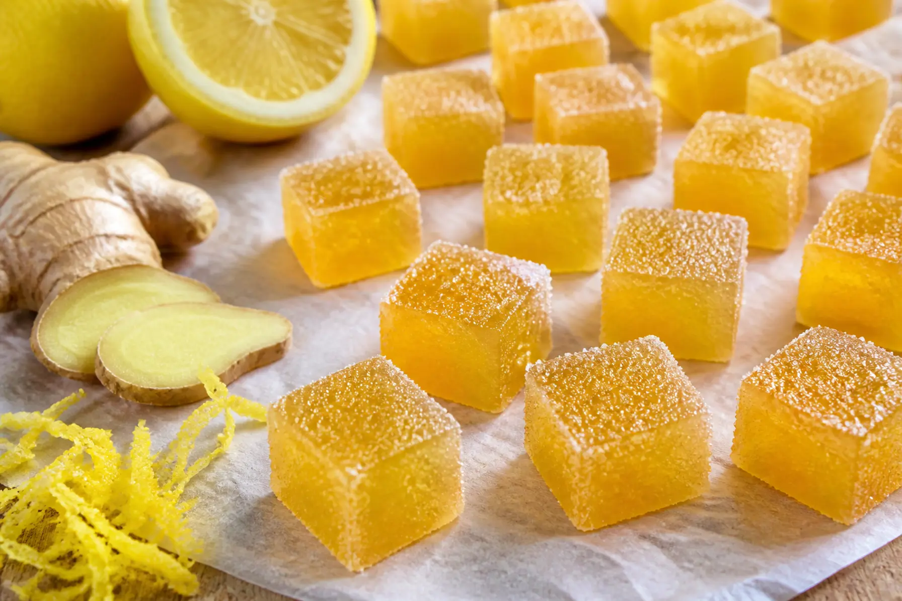 Citron-ingefærgelé