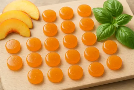 Fersken-basilikum pastiller