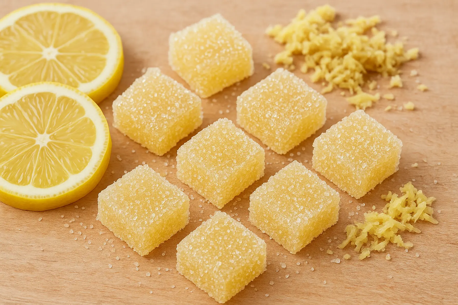 Frisk citron-ingefærkonfekt