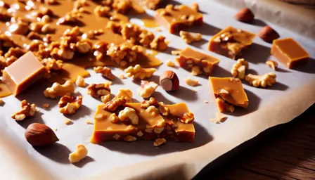 Karamelknas med mørke nøddegnistre