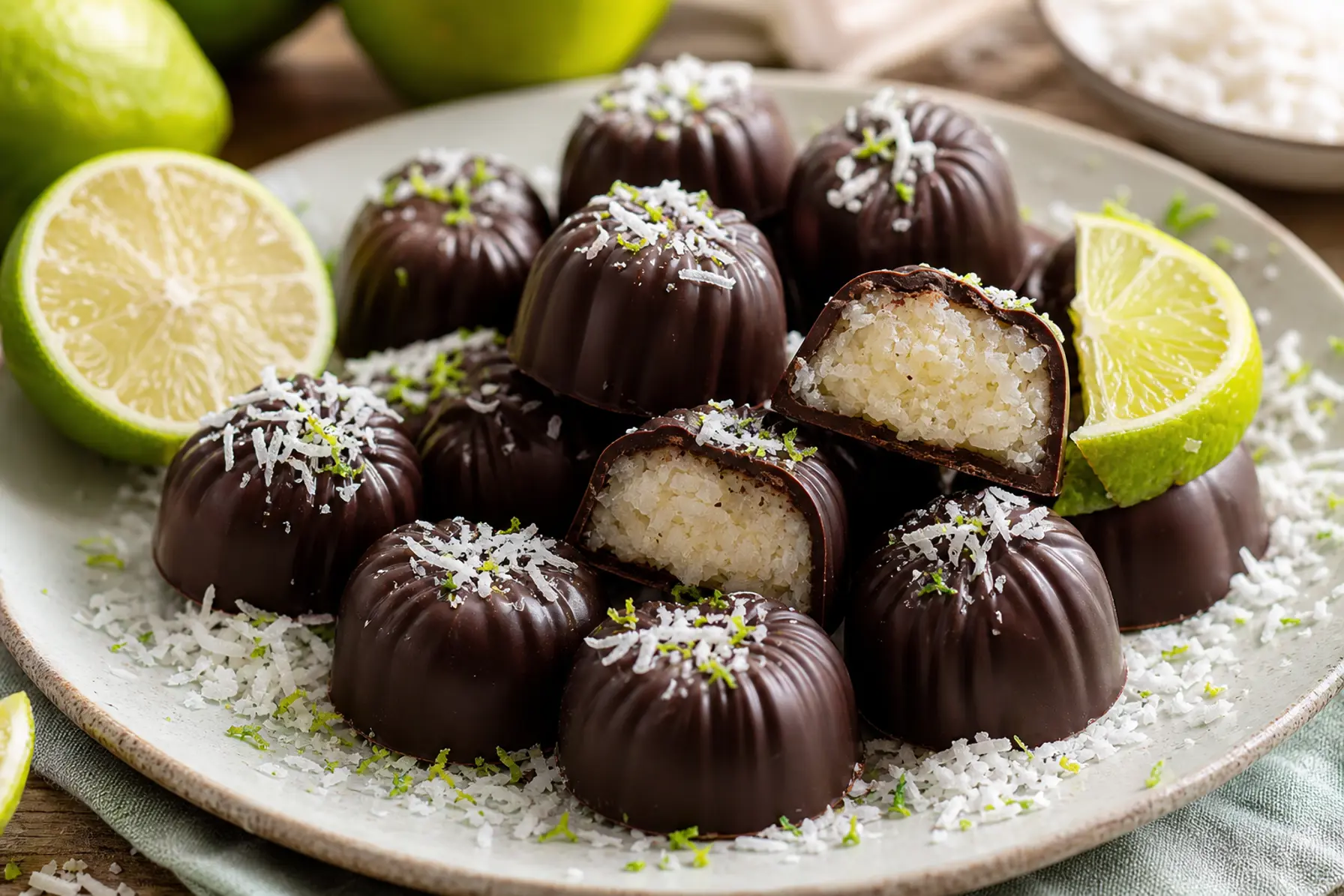 Kokos-limefyldte chokolader