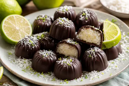 Kokos-limefyldte chokolader