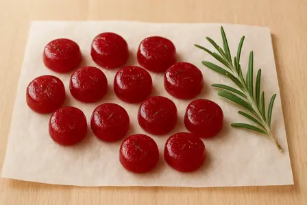 Rabarber-rosmarin bolsjer