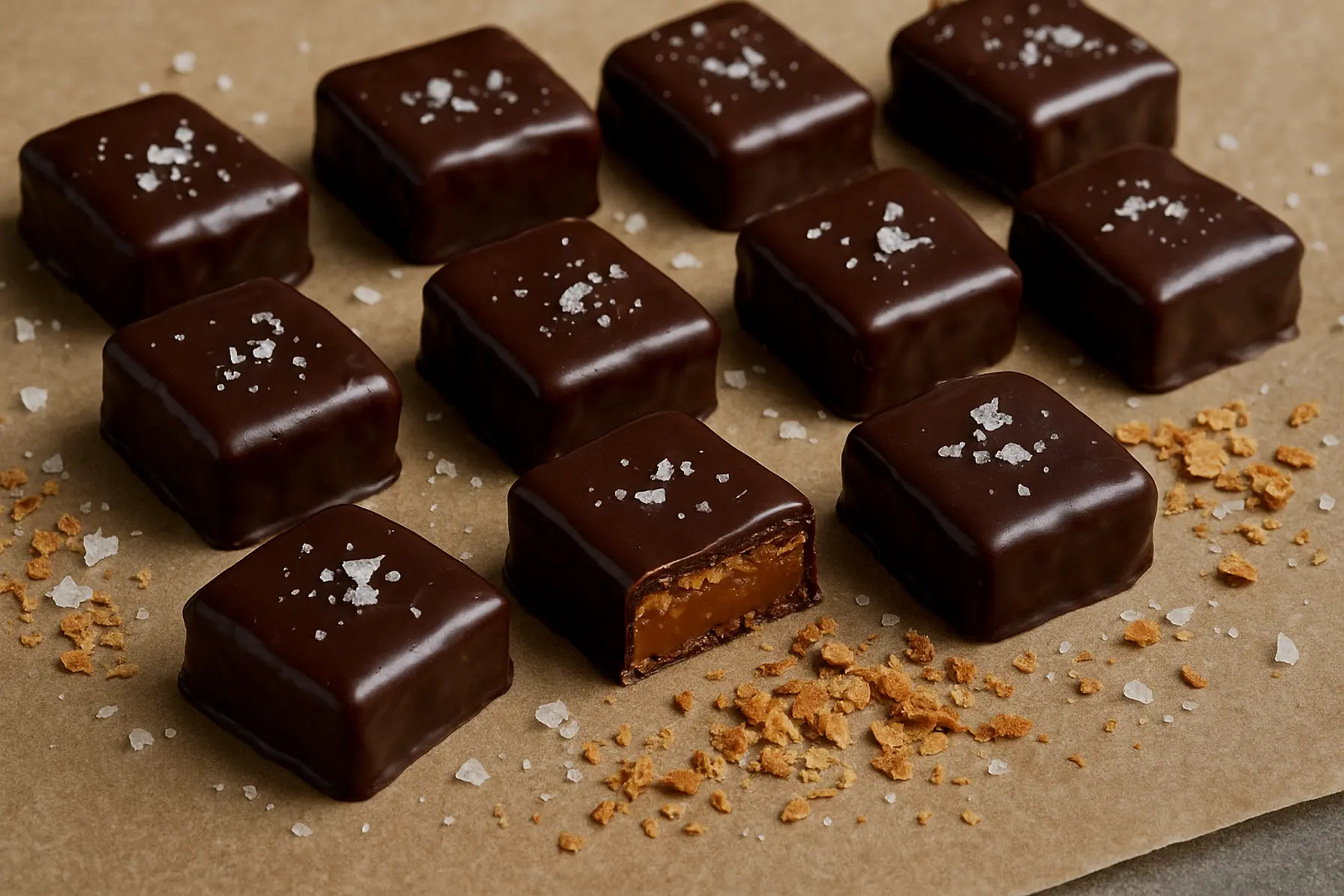 Sprød havsaltkaramel-chokoladebar