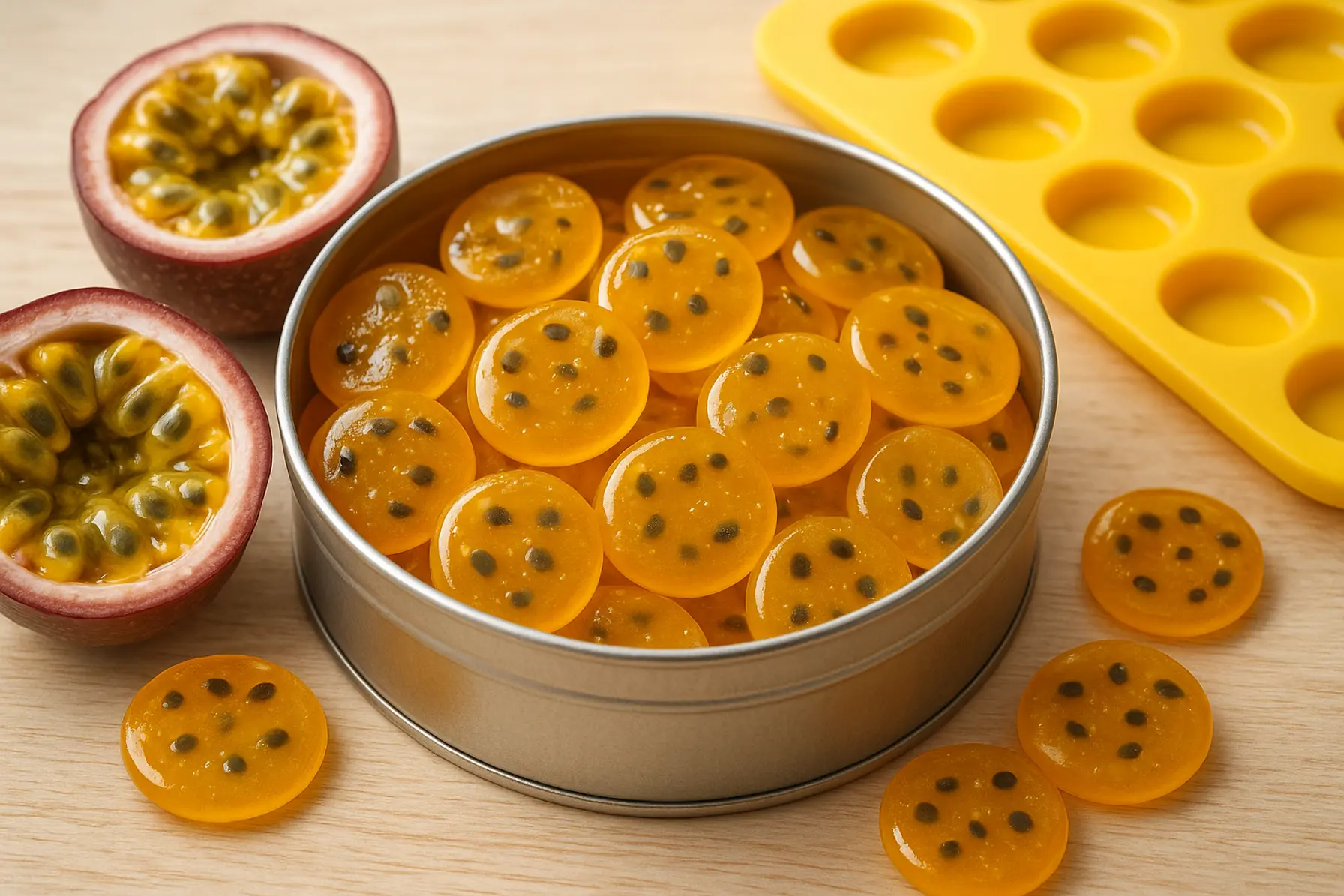 Sprøde passionsfrugtknapper