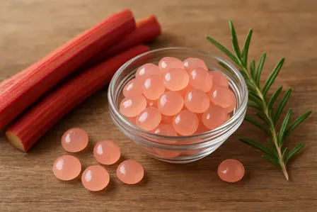 Syrlige rabarber-rosmarinpastiller